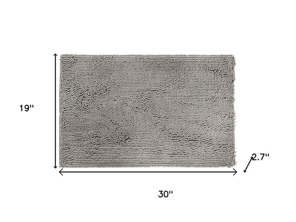 19" X 30" Gray Indoor Outdoor Chenille Door Mat