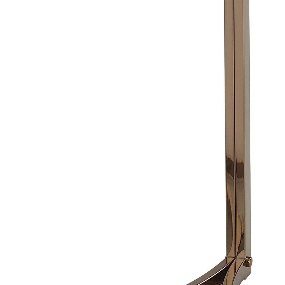 24" White and Champagne Stone and Metal Round Frame End Table — view 3