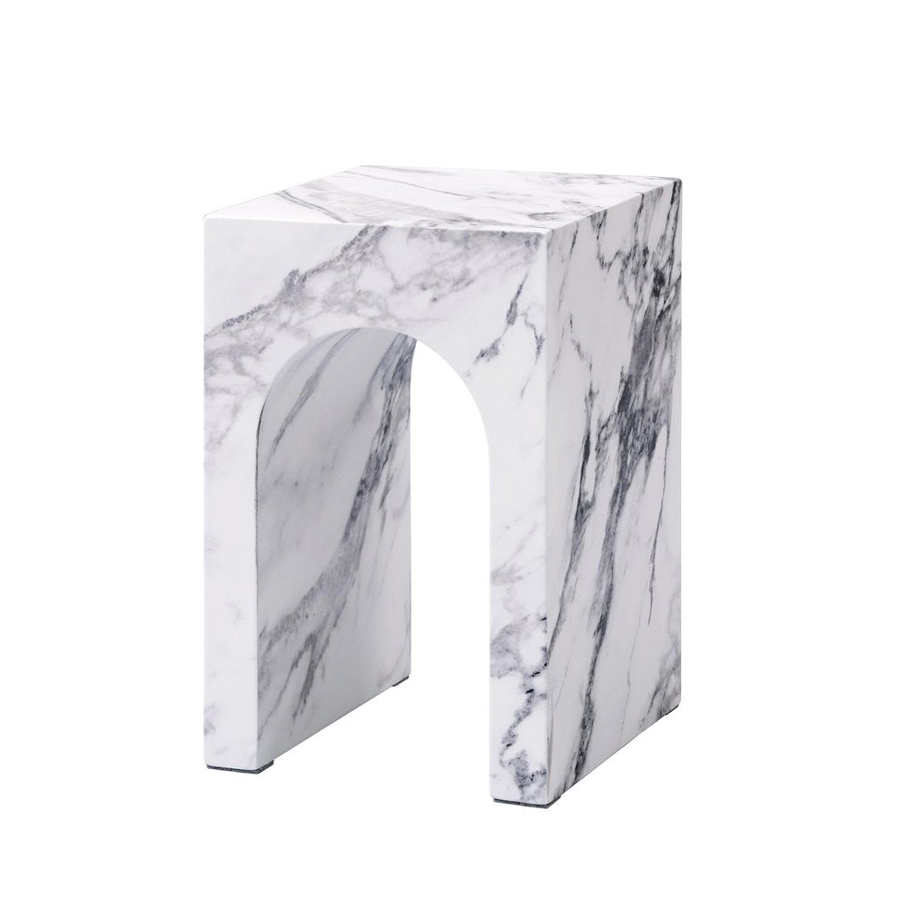 18" White Faux Marble Square Frame End Table — view 3