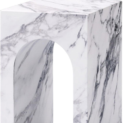 18" White Faux Marble Square Frame End Table HomeRoots