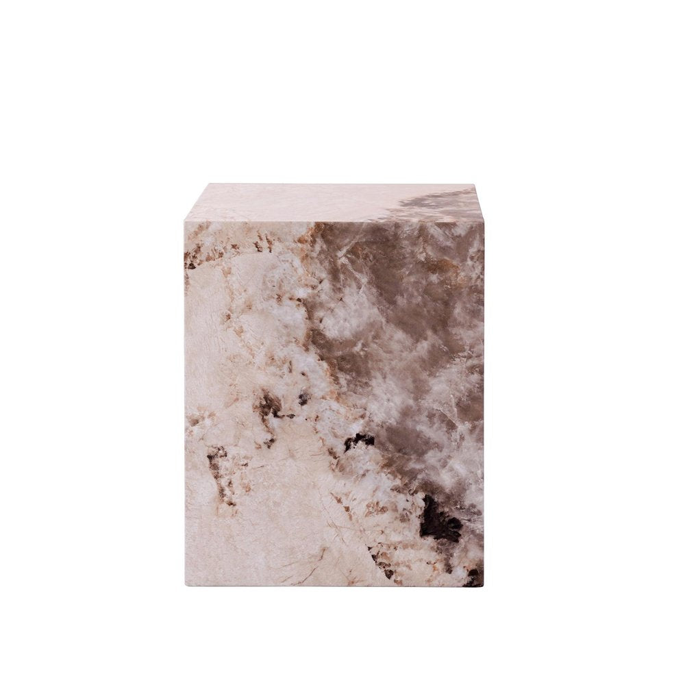 20" Beige And Brown Stone And Wood Square Block End Table — view 2
