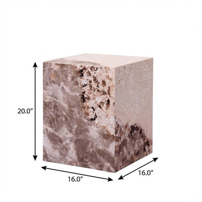 20" Beige Brown and Cream Concrete and Wood Square Block End Table HomeRoots