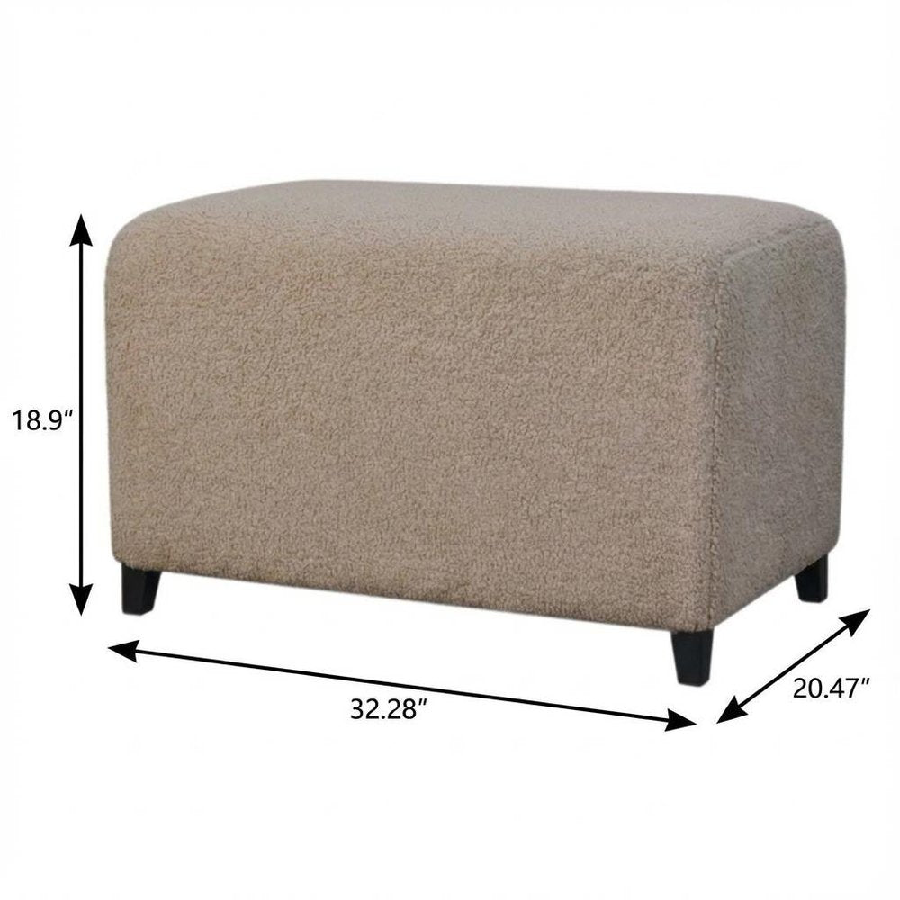 32" Cream And Brown Boucle Ottoman — view 10