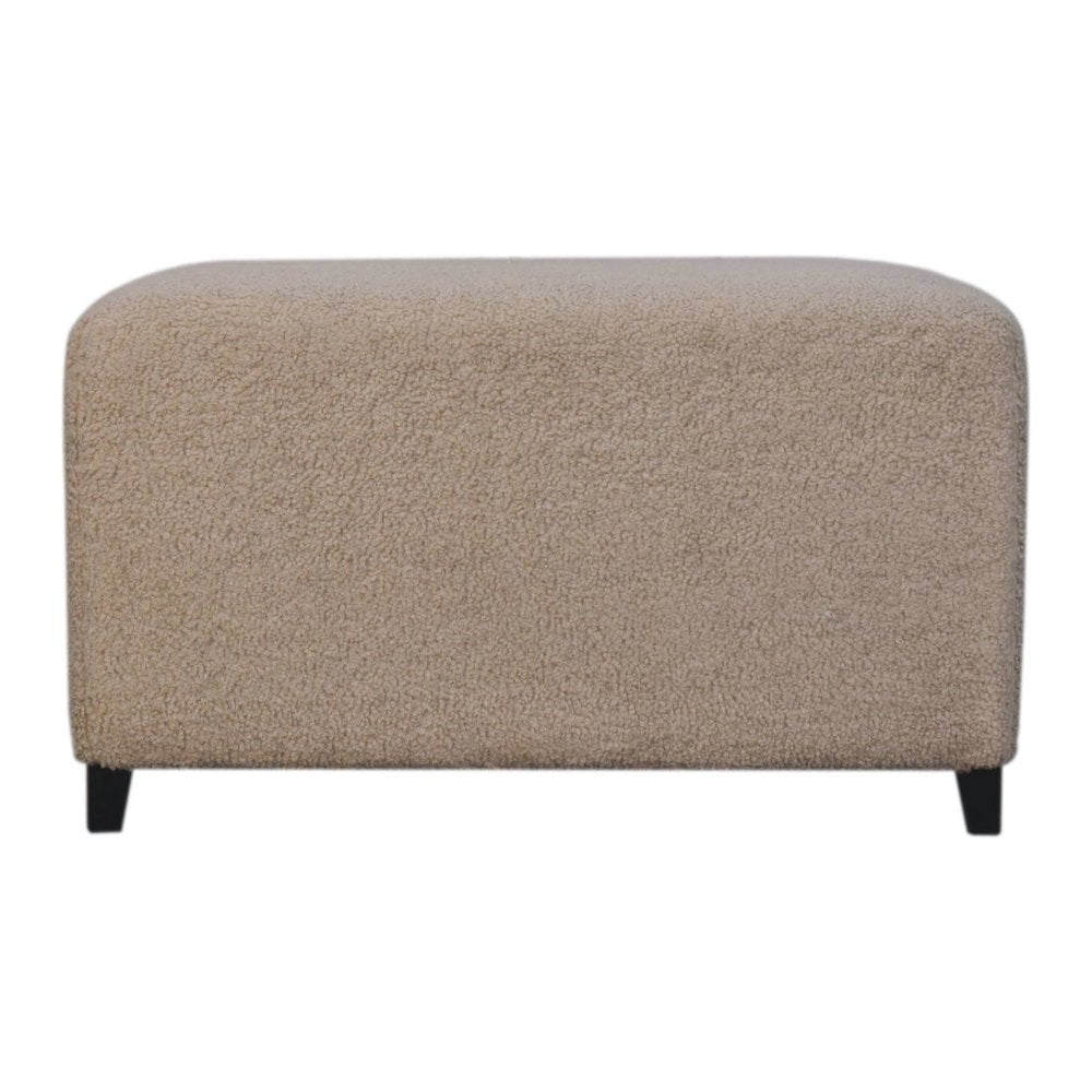32" Cream And Brown Boucle Ottoman HomeRoots