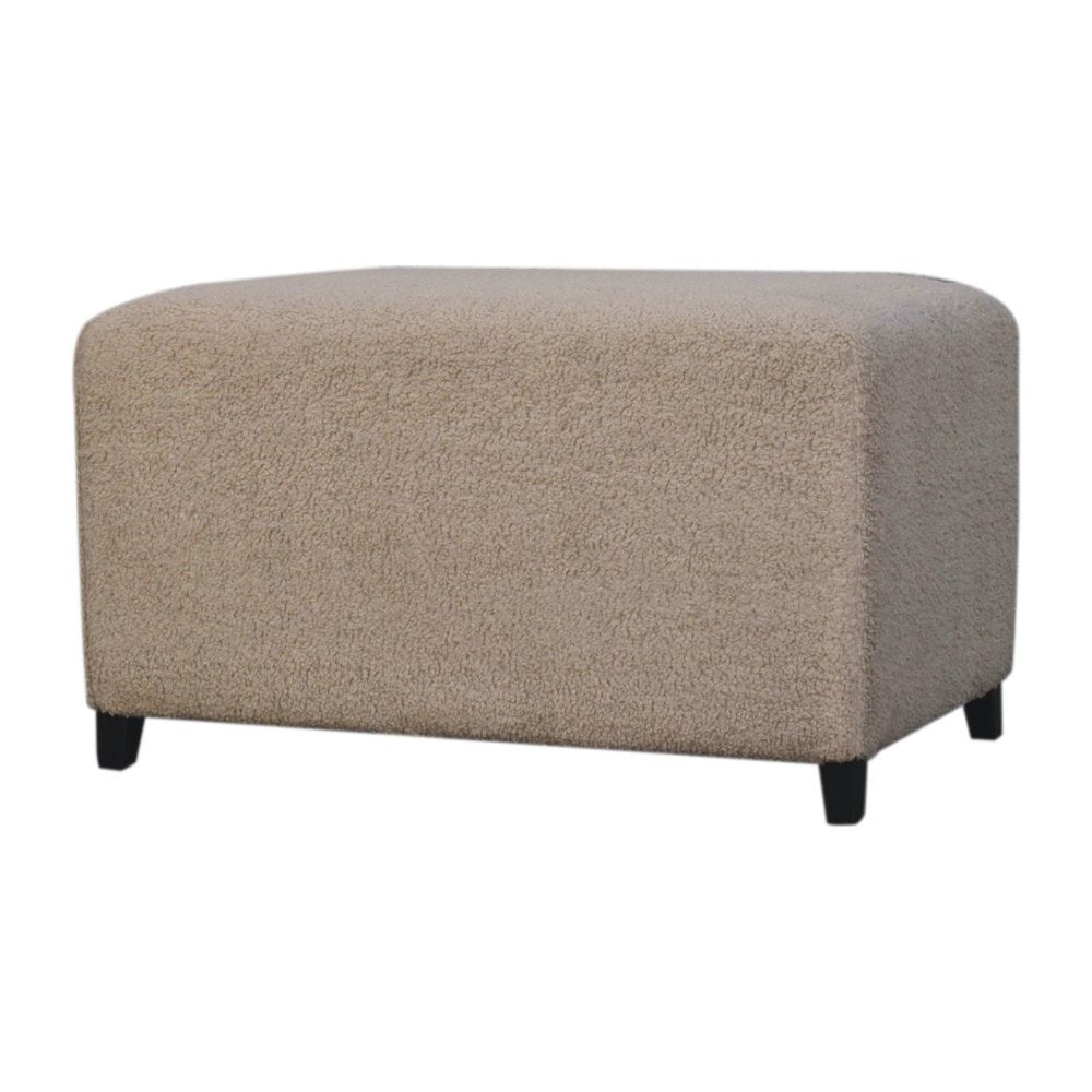 32" Cream And Brown Boucle Ottoman — view 3