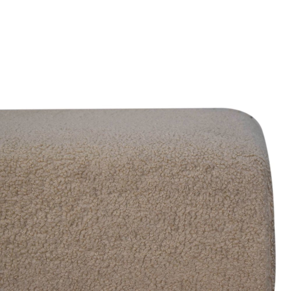 32" Cream And Brown Boucle Ottoman — view 5