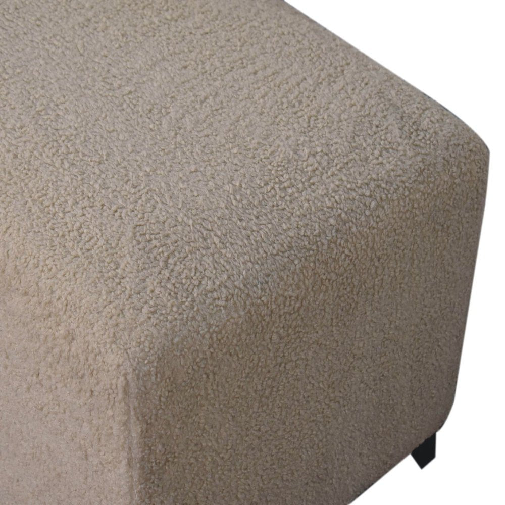 32" Cream And Brown Boucle Ottoman HomeRoots