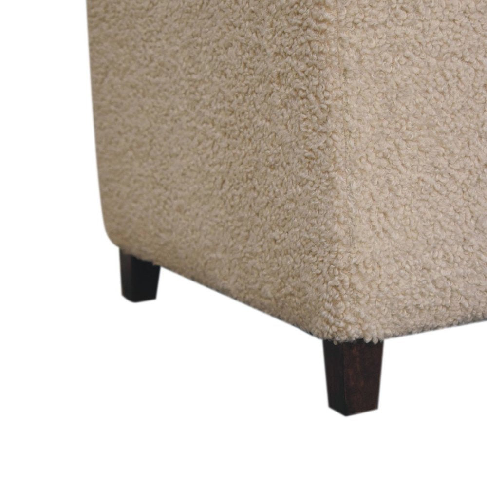 32" Cream And Brown Boucle Ottoman — view 8