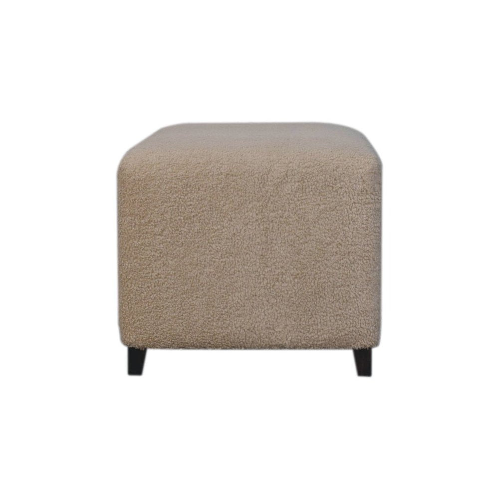 32" Cream And Brown Boucle Ottoman HomeRoots