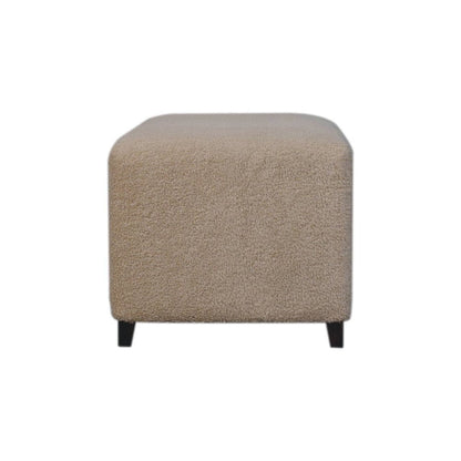 32" Cream And Brown Boucle Ottoman HomeRoots