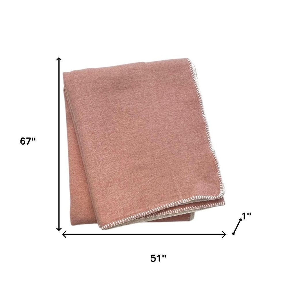 51" X 67" Pink And Cream Cotton Blend Plush Throw Blanket — view 5