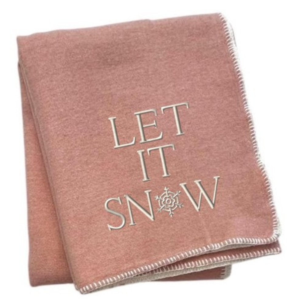 51" X 67" Pink And Cream Cotton Blend Let It Snow Plush Throw Blanket — view 1