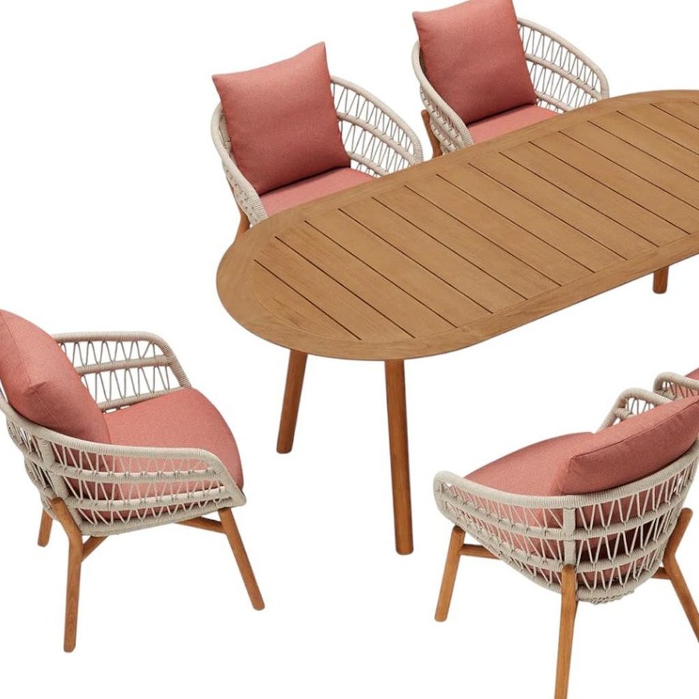 Seven Piece Brown Oval Solid Wood Dining Set with Six Chairs HomeRoots