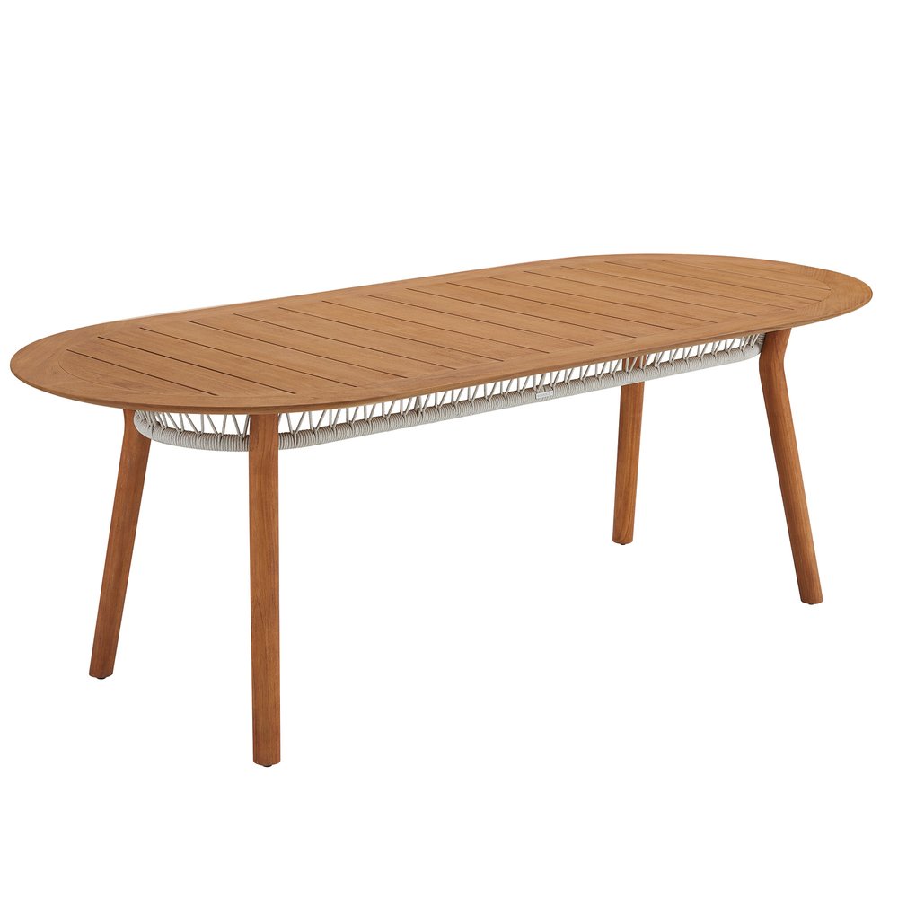 Seven Piece Brown Oval Solid Wood Dining Set with Six Chairs — view 4
