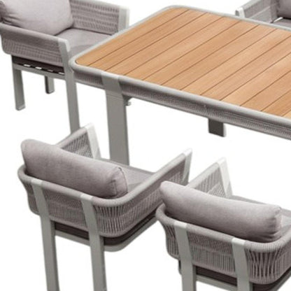 Nine Piece Light Brown and Beige Solid Wood Dining Set with Eight Chairs HomeRoots