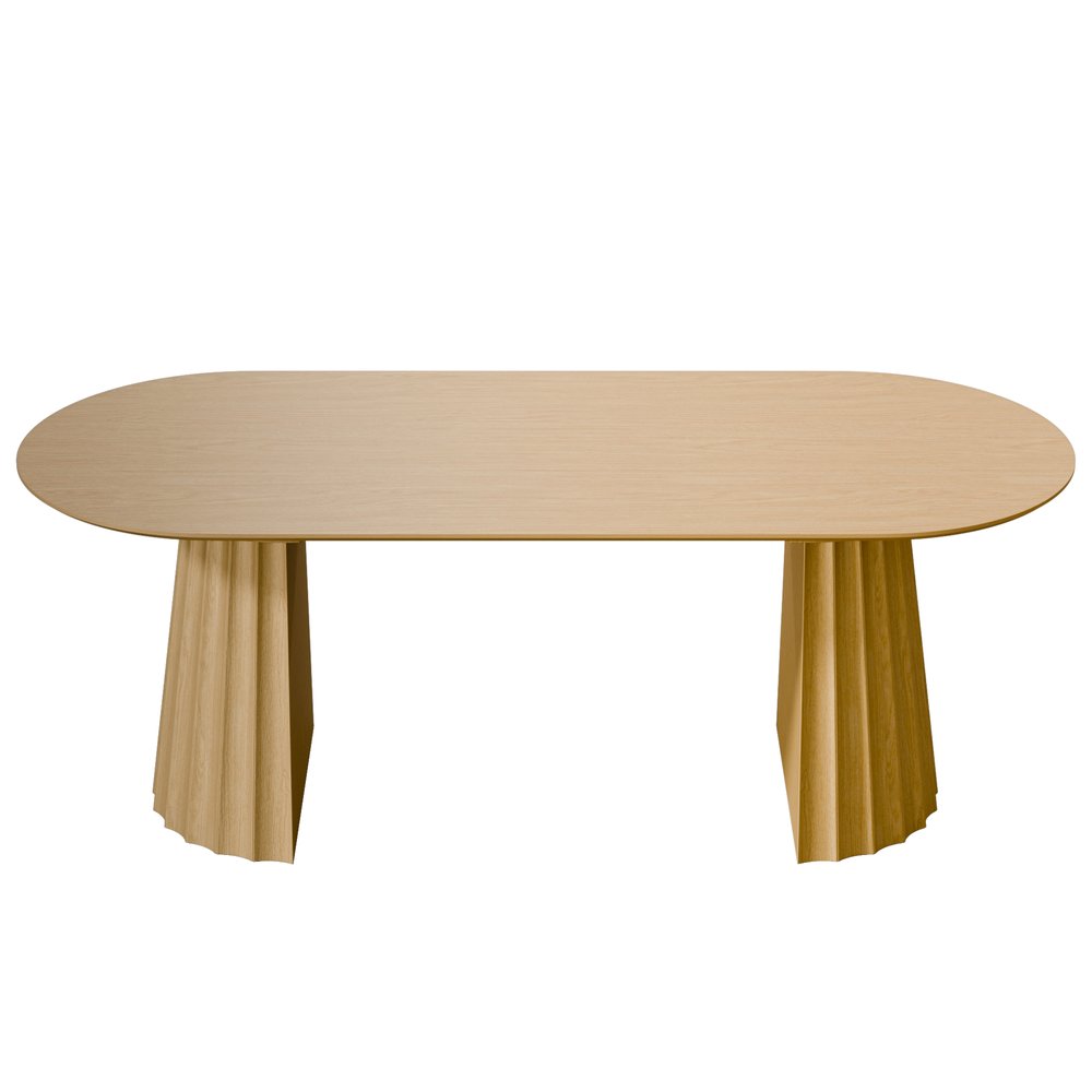 79" Natural Wood Double Pedestal Base Oval Dining Table — view 2