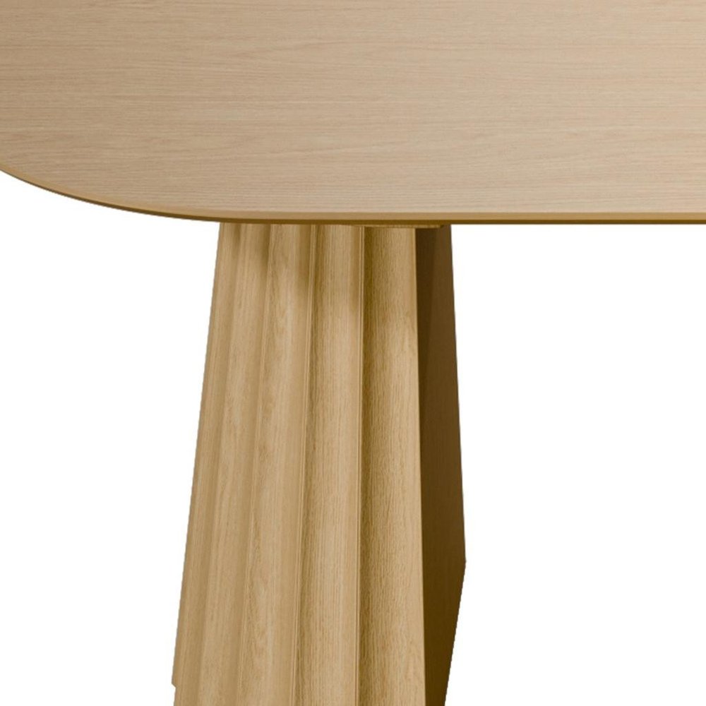 79" Natural Wood Double Pedestal Base Oval Dining Table — view 3