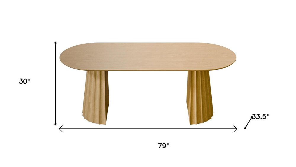 79" Natural Wood Double Pedestal Base Oval Dining Table HomeRoots
