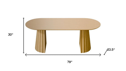 79" Natural Wood Double Pedestal Base Oval Dining Table HomeRoots