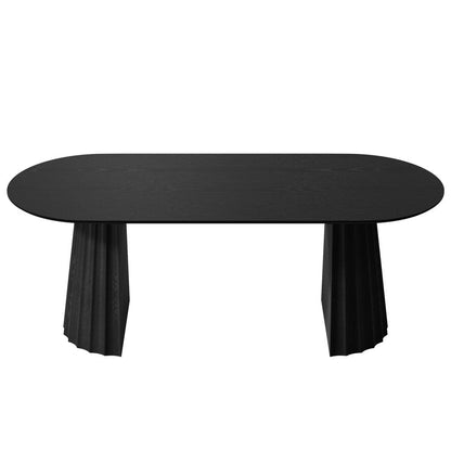 79" Natural Wood Double Pedestal Base Oval Dining Table HomeRoots