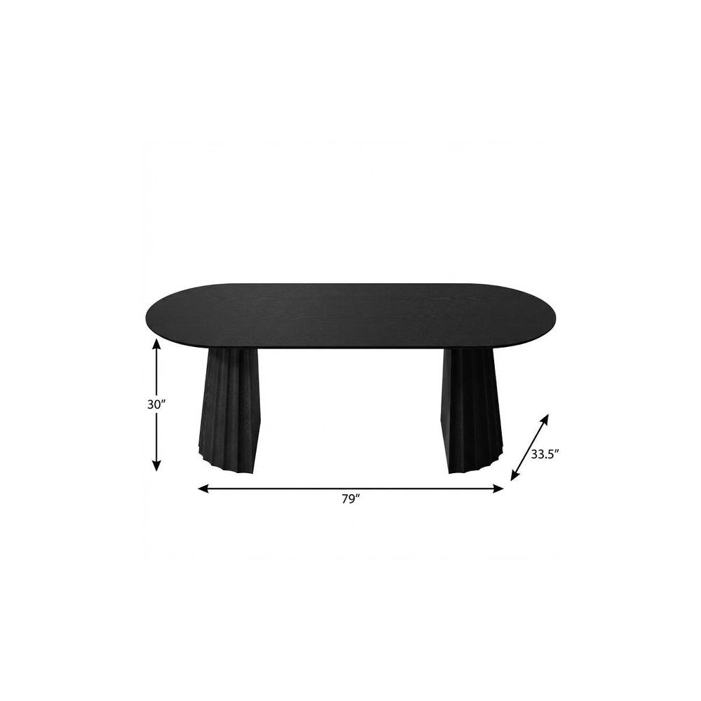 79" Natural Wood Double Pedestal Base Oval Dining Table — view 9