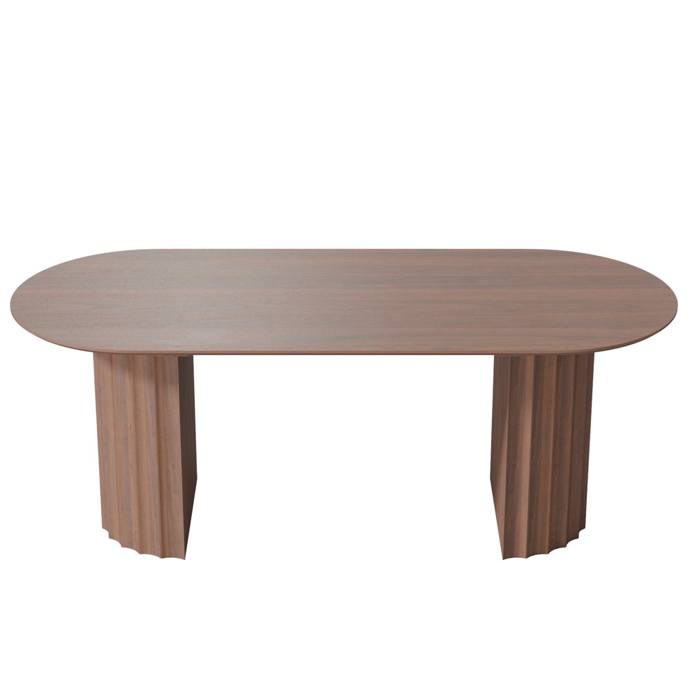 79" Brown Wood Double Pedestal Base Oval Dining Table HomeRoots