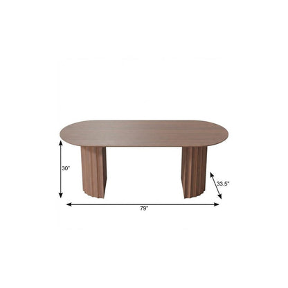 79" Brown Wood Double Pedestal Base Oval Dining Table HomeRoots