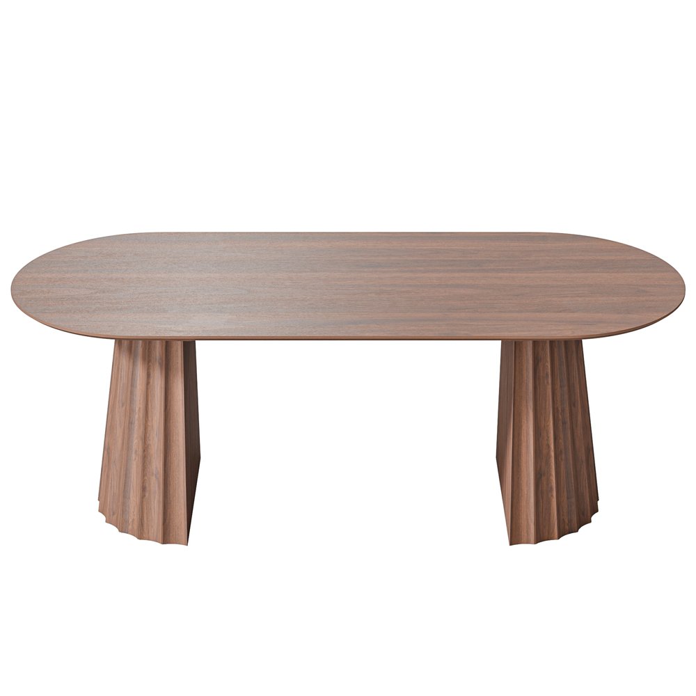 79" Natural Wood Double Pedestal Base Oval Dining Table — view 10