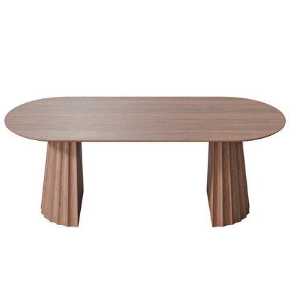 79" Natural Wood Double Pedestal Base Oval Dining Table HomeRoots