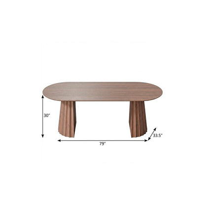 79" Natural Wood Double Pedestal Base Oval Dining Table HomeRoots