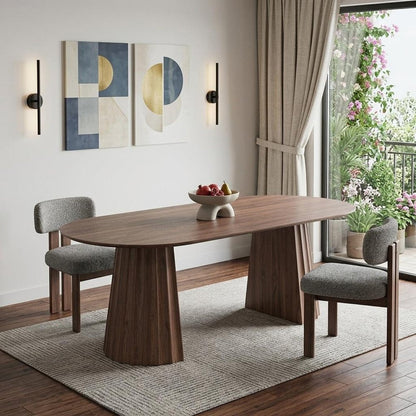 79" Natural Wood Double Pedestal Base Oval Dining Table HomeRoots