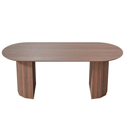 79" Brown Wood Double Pedestal Base Oval Dining Table HomeRoots