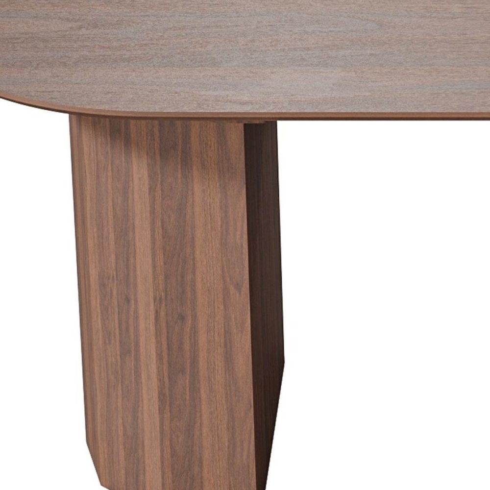 79" Brown Wood Double Pedestal Base Oval Dining Table HomeRoots