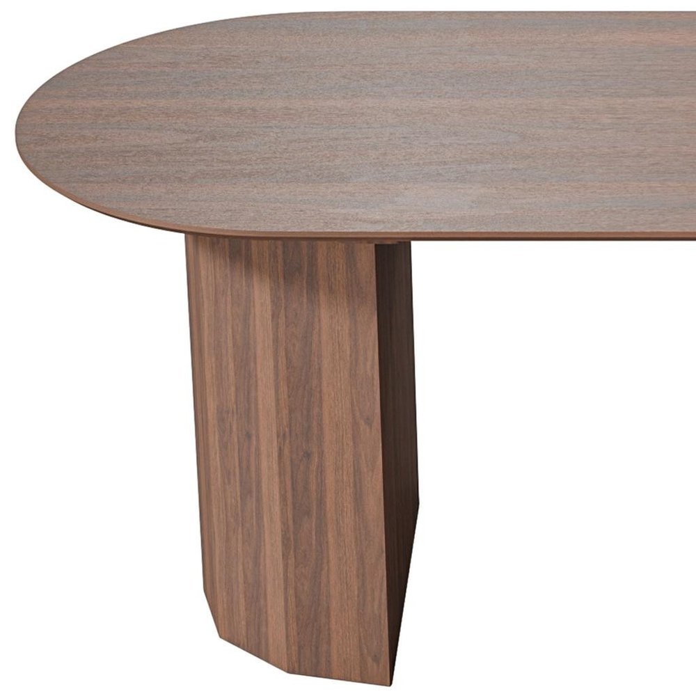 79" Brown Wood Double Pedestal Base Oval Dining Table — view 4