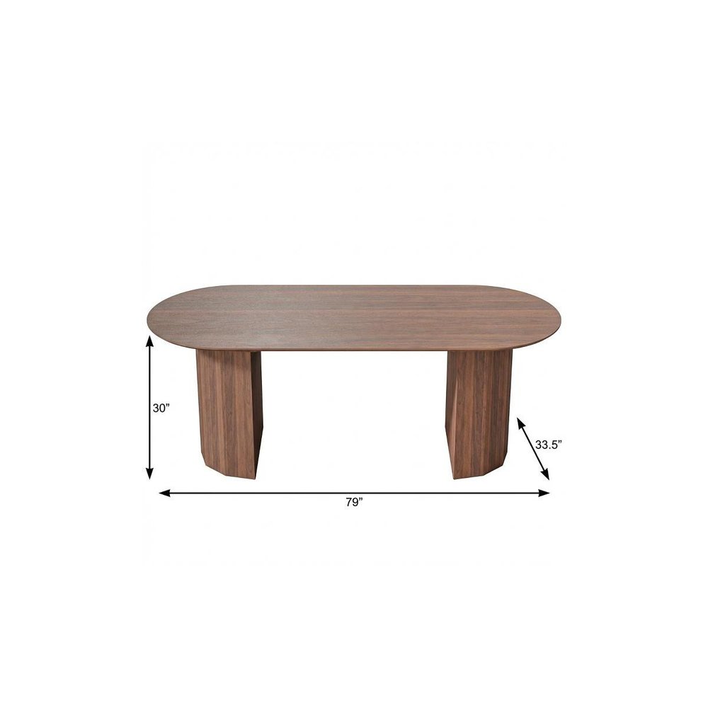 79" Brown Wood Double Pedestal Base Oval Dining Table HomeRoots
