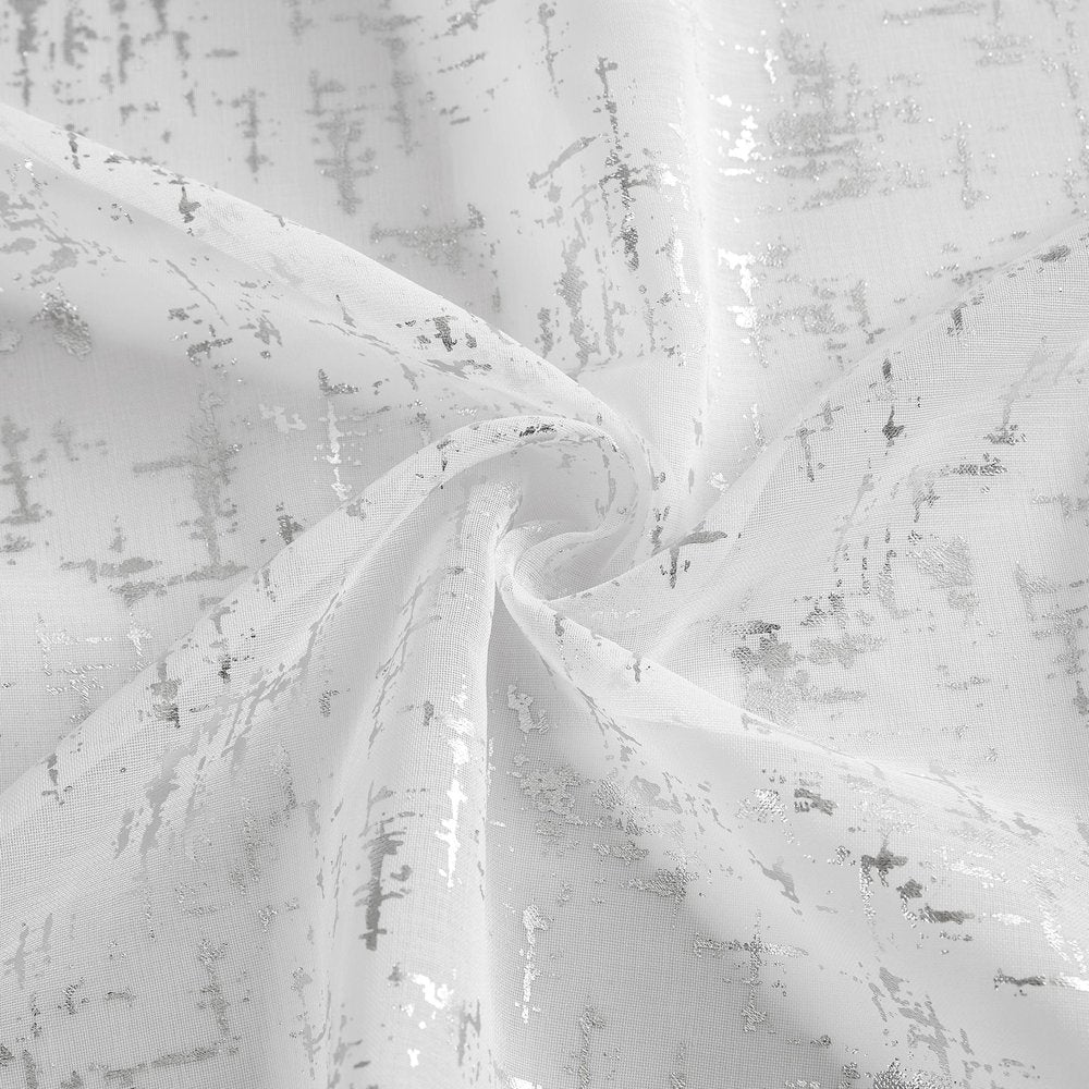 72" White And Silver Abstract Shower Curtain — view 3