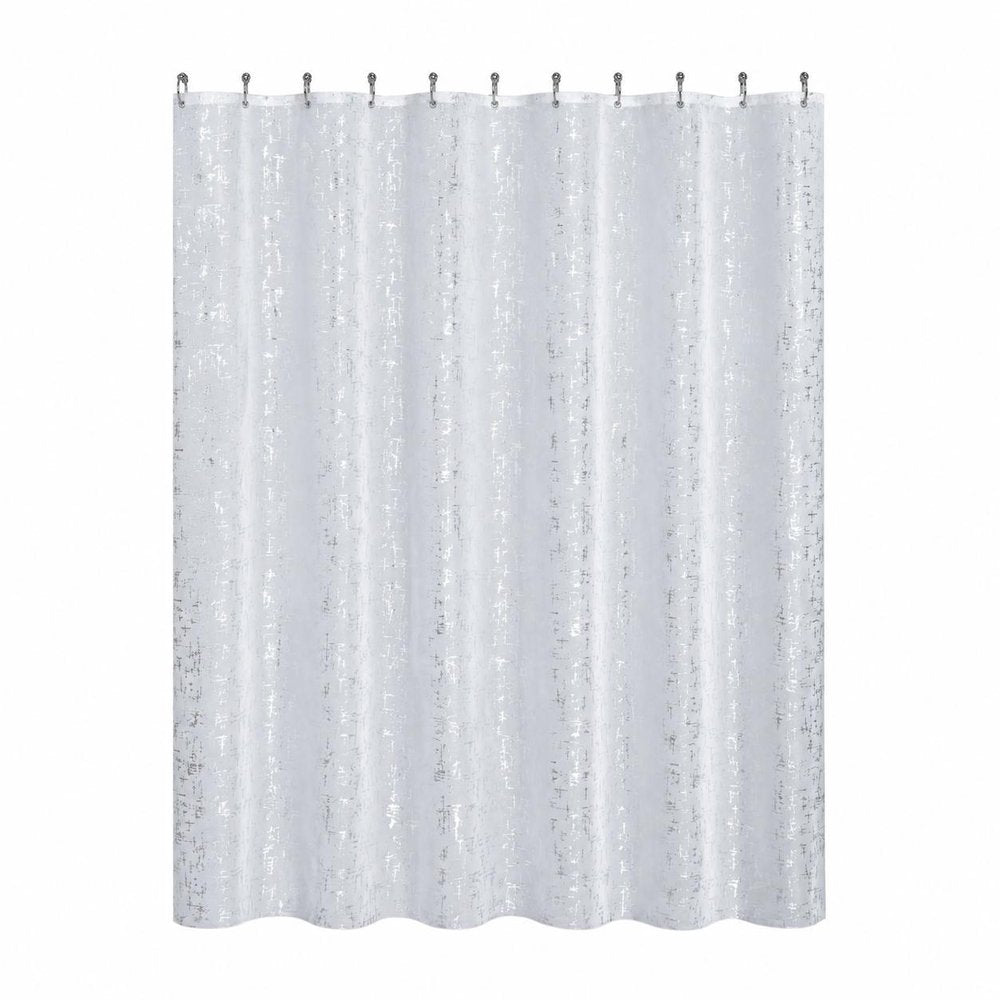 72" White And Silver Abstract Shower Curtain