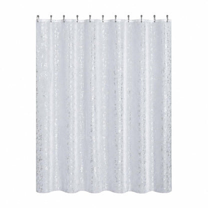 72" White And Silver Abstract Shower Curtain