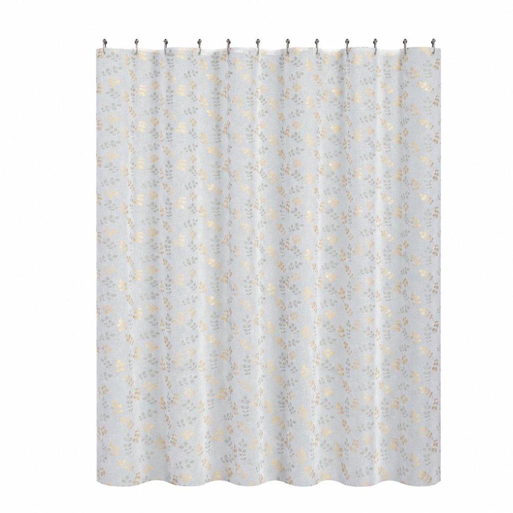 72" White And Gold Floral Shower Curtain — view 7