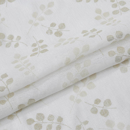72" White And Gold Floral Shower Curtain