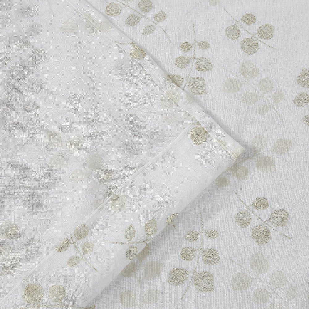 72" White And Gold Floral Shower Curtain — view 2