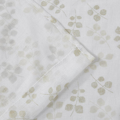72" White And Gold Floral Shower Curtain