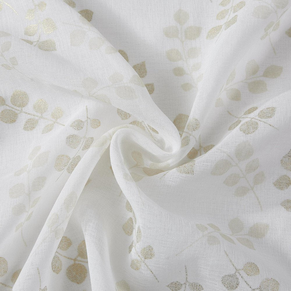 72" White And Gold Floral Shower Curtain — view 3