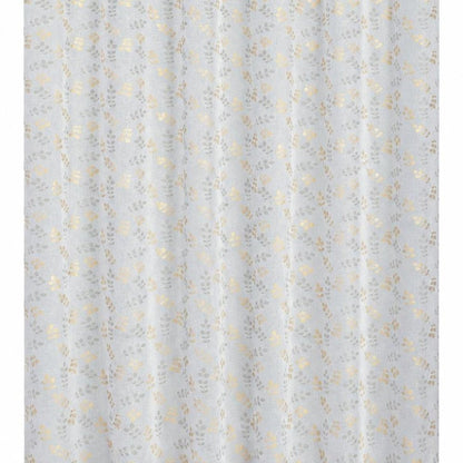 72" White And Gold Floral Shower Curtain