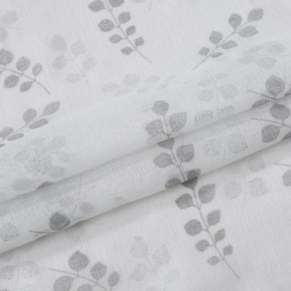 72" White And Silver Floral Shower Curtain