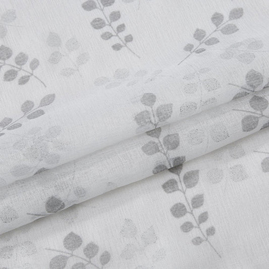 72" White And Silver Floral Shower Curtain