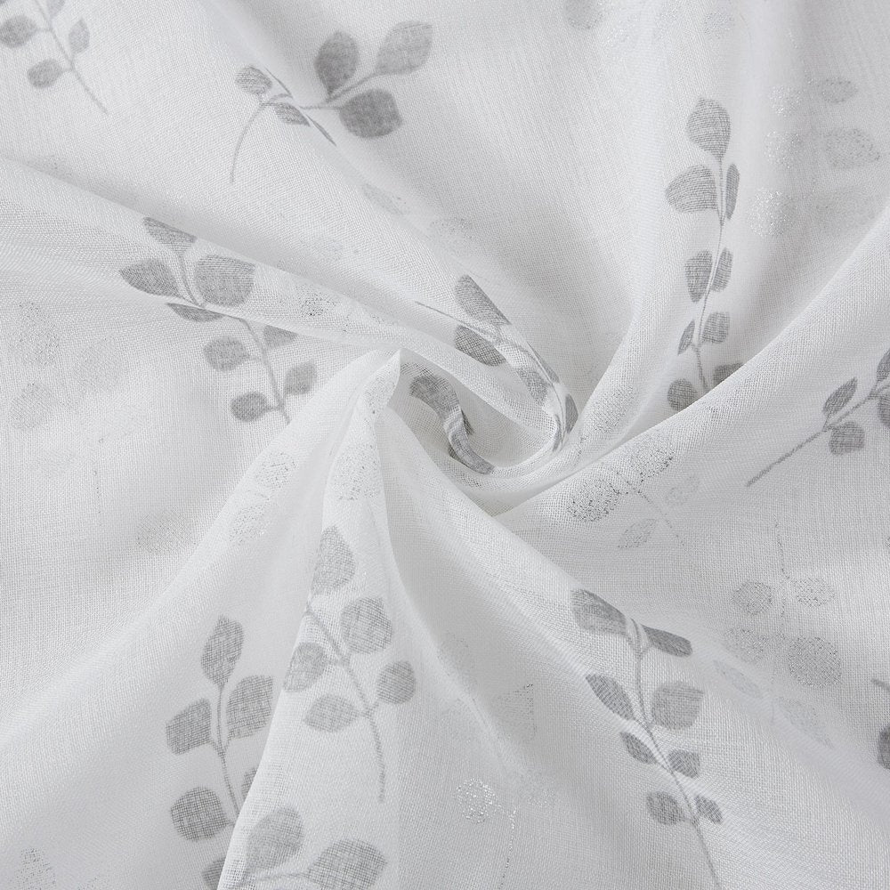 72" White And Silver Floral Shower Curtain — view 3