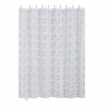 72" White And Silver Floral Shower Curtain