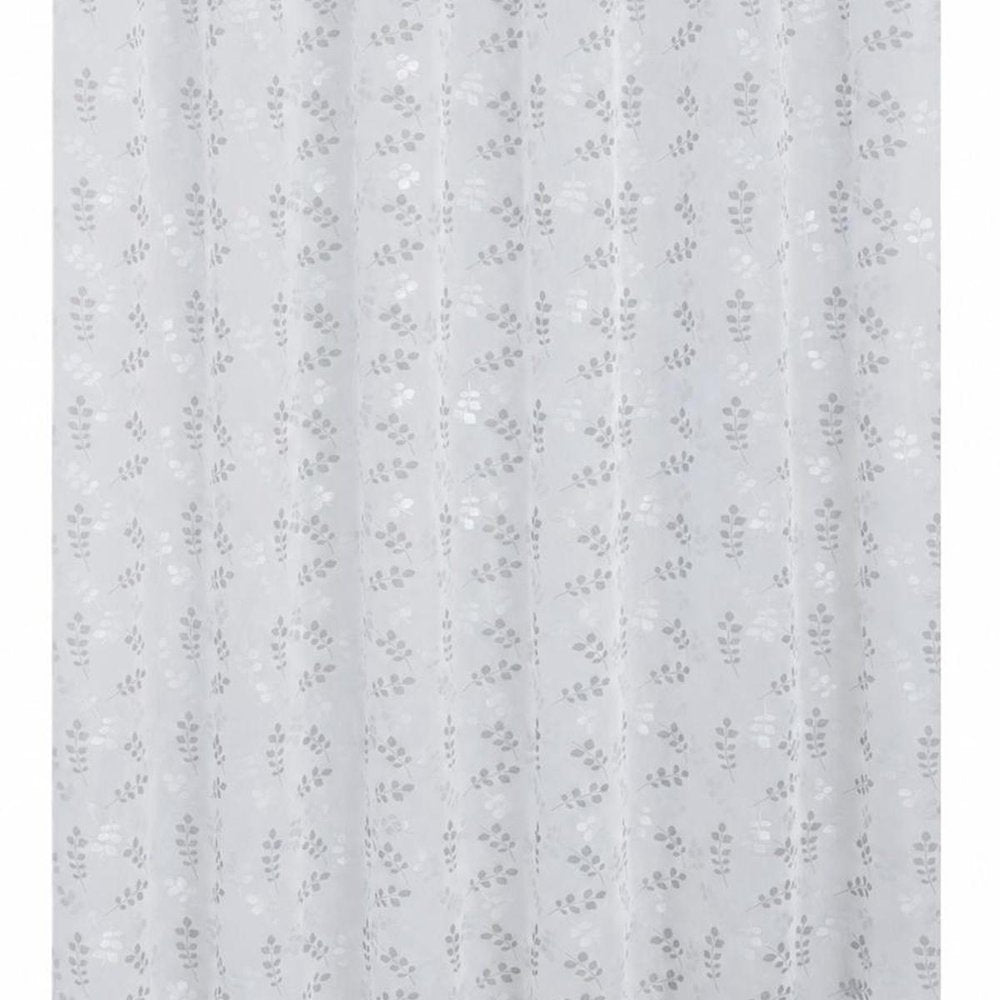 72" White And Silver Floral Shower Curtain
