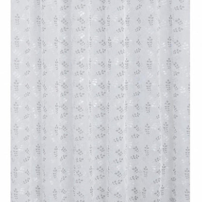 72" White And Silver Floral Shower Curtain